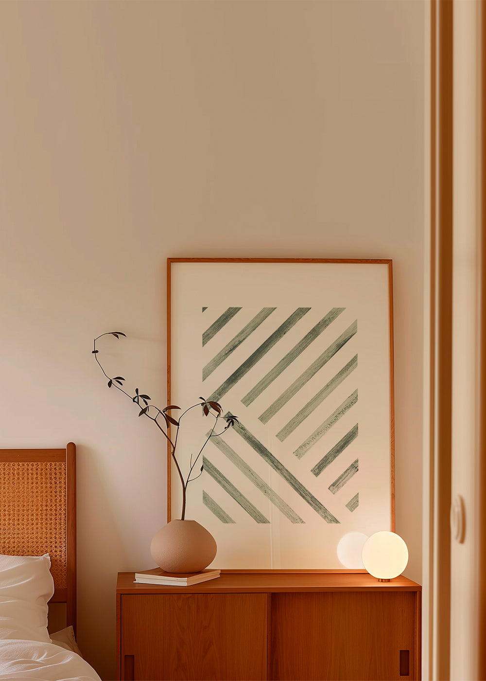 Geometrisk plakat diagonale grønne striber
