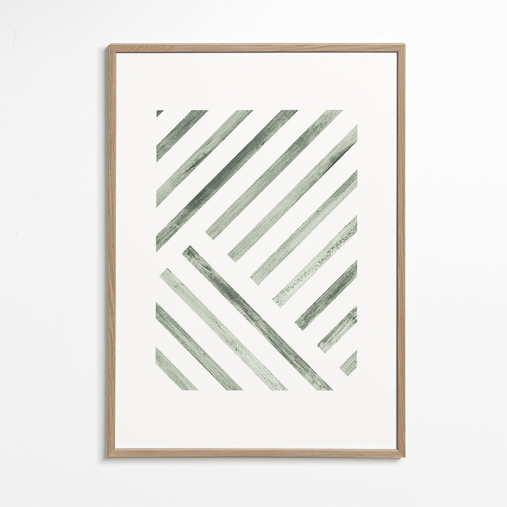 Geometrisk plakat diagonale grønne striber