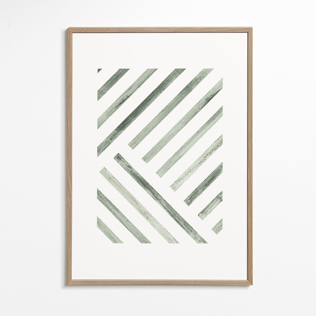 Geometrisk plakat diagonale grønne striber