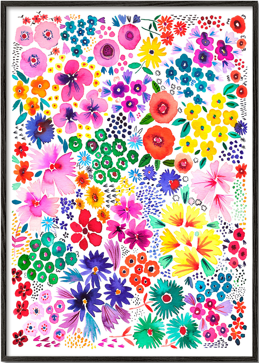 Botanisk plakat farverige blomster