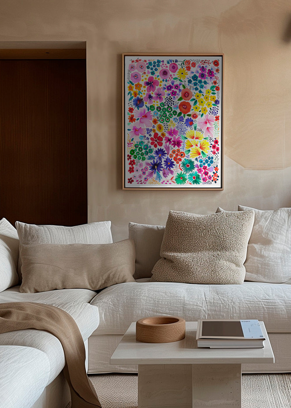 Botanisk plakat farverige blomster