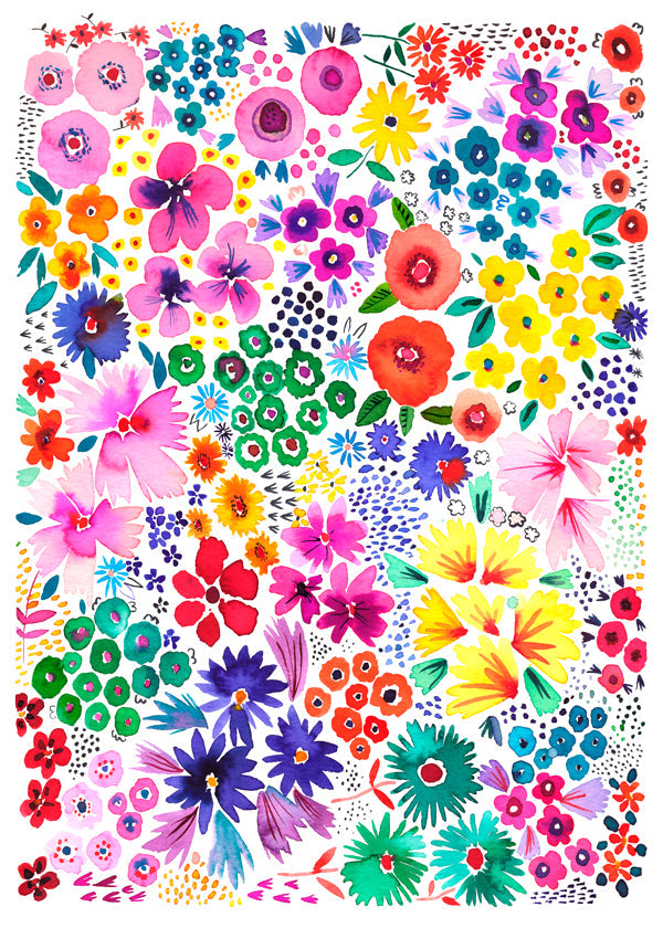 Botanisk plakat farverige blomster