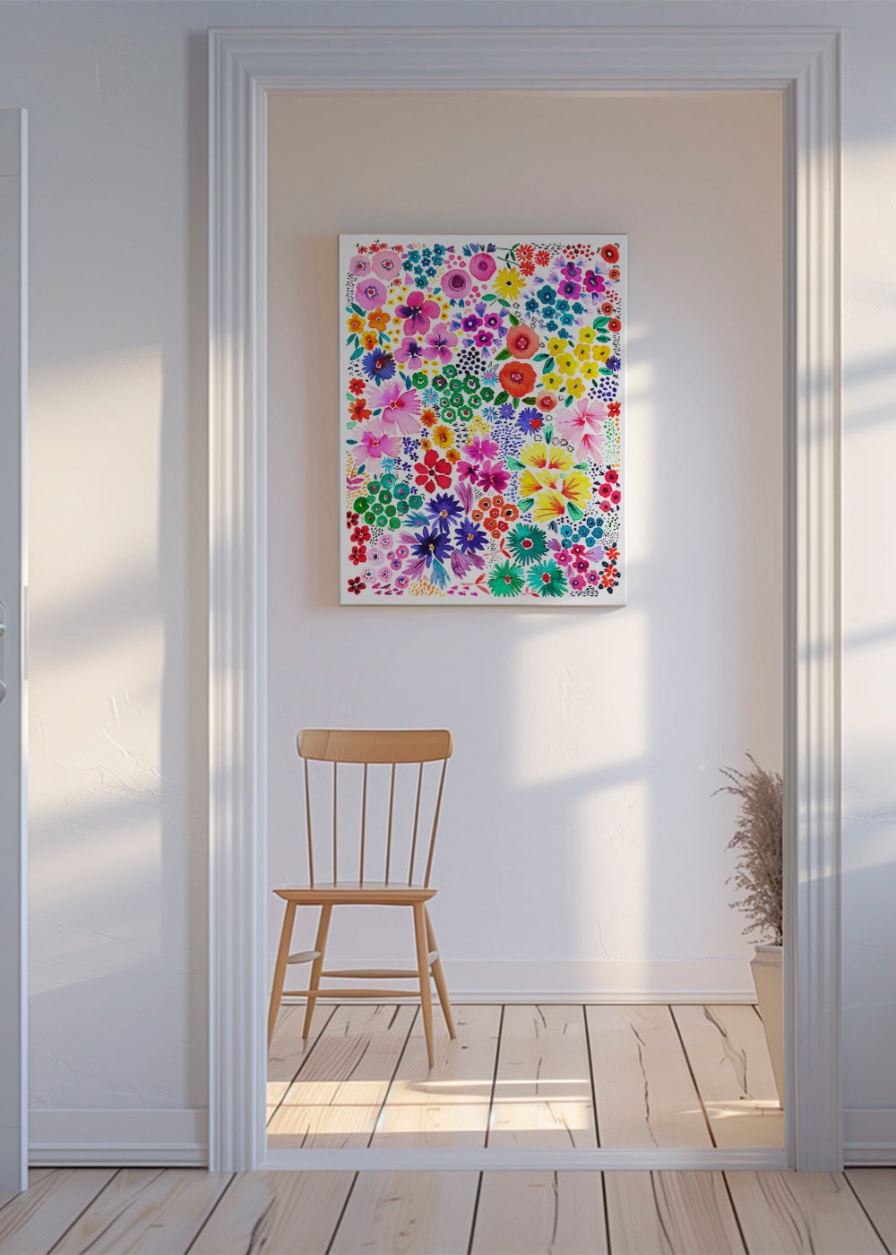Botanisk plakat farverige blomster