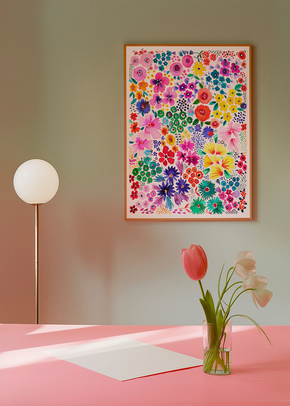 Botanisk plakat farverige blomster
