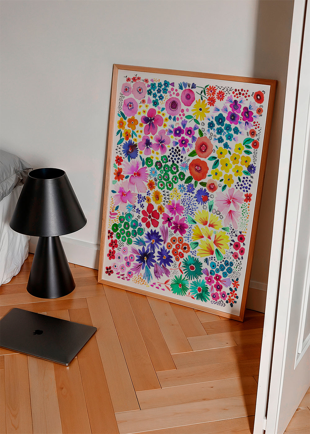 Botanisk plakat farverige blomster