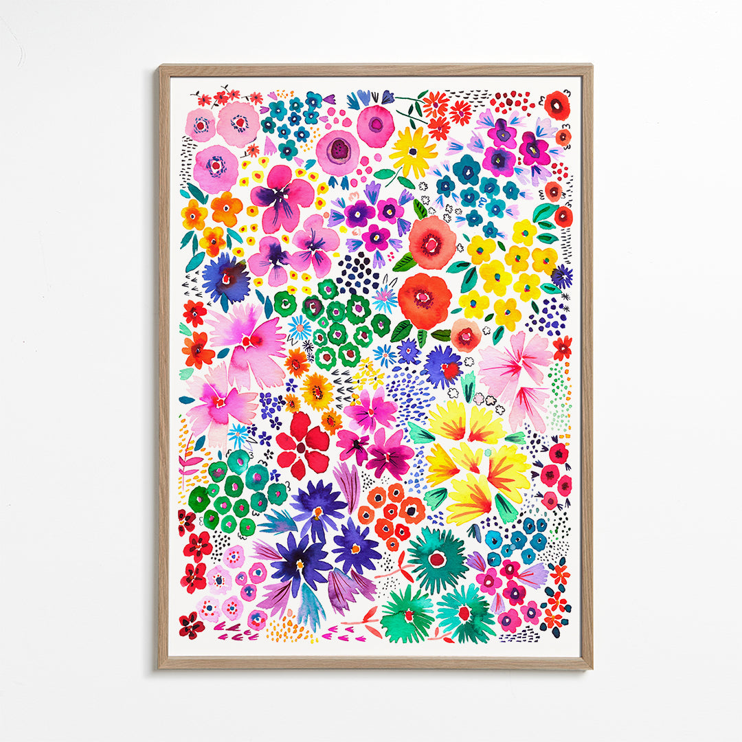 Botanisk plakat farverige blomster