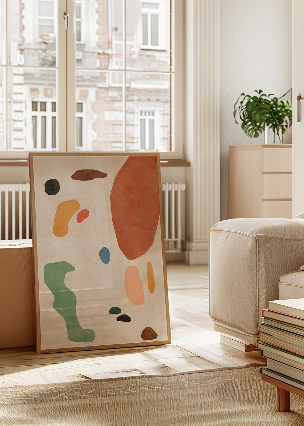 Abstrakt kunst med organiske terracotta former