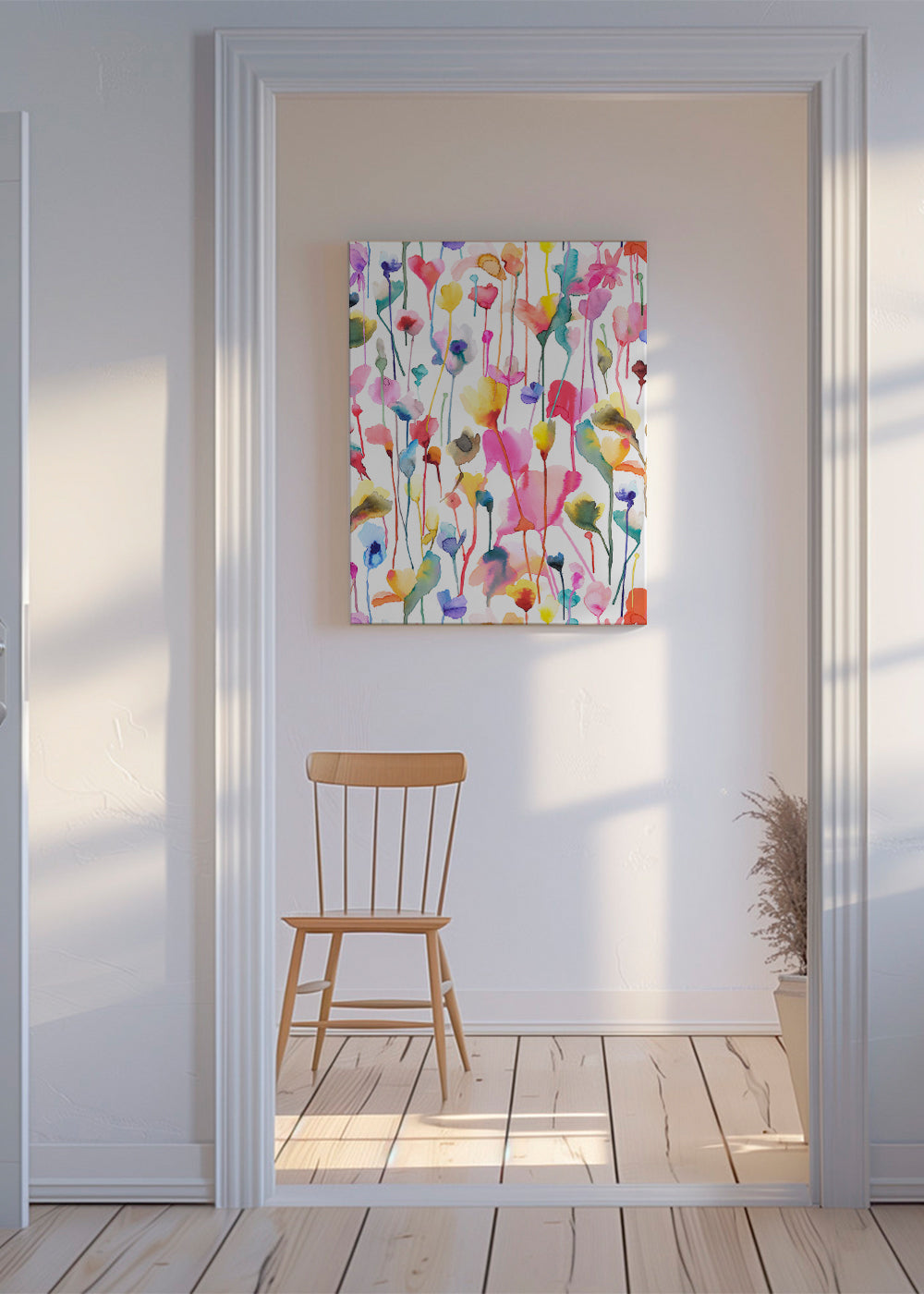 Botanisk akvarelplakat med vilde blomster