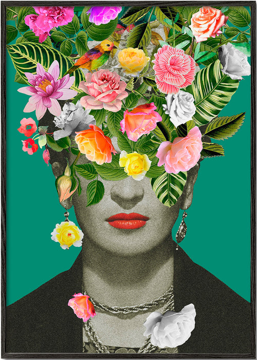Illustration portræt med blomsterkrone