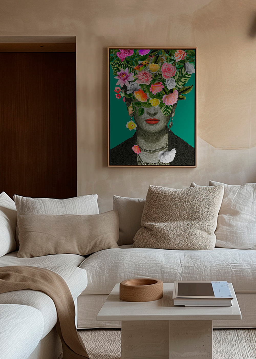 Illustration portræt med blomsterkrone