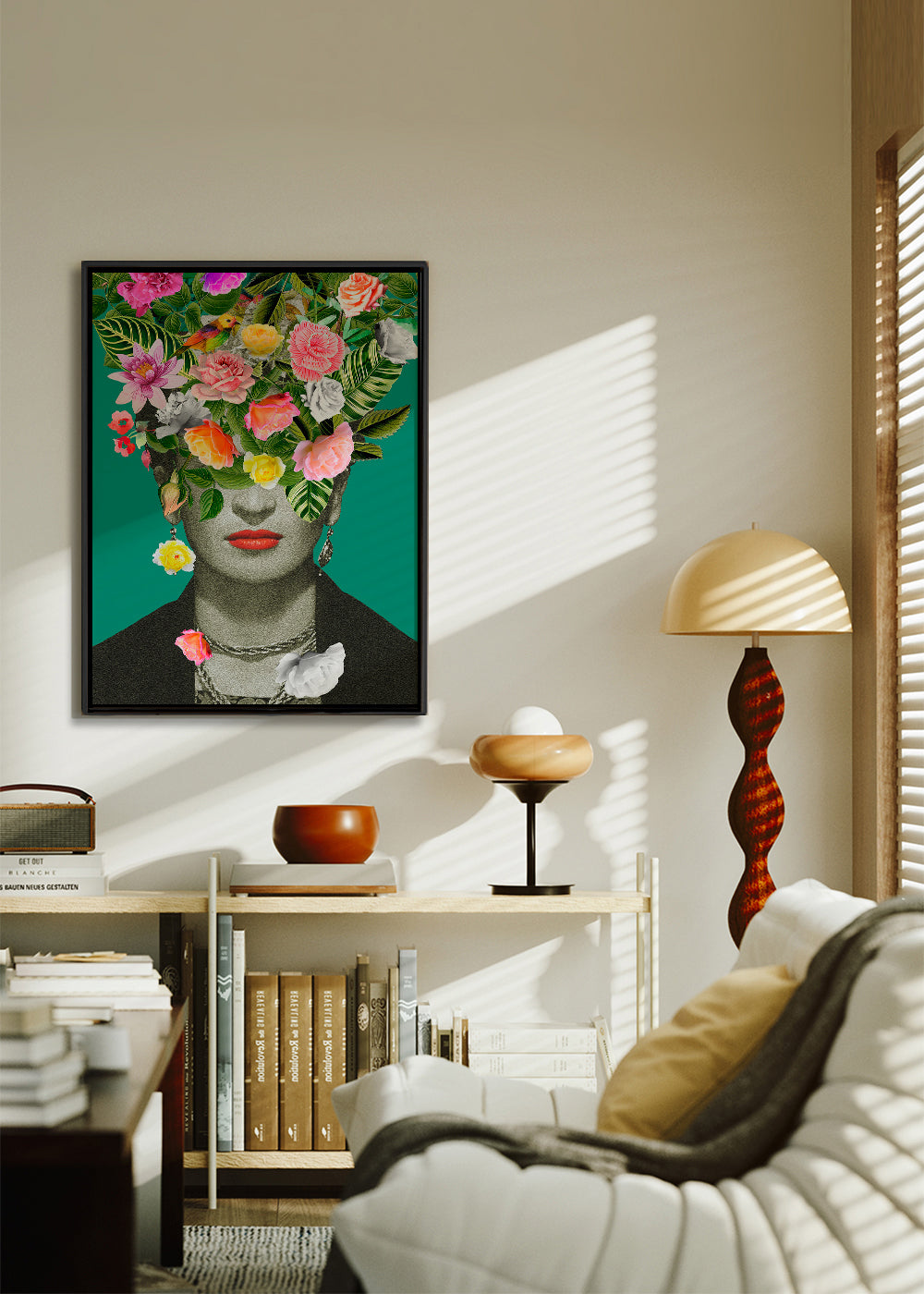 Illustration portræt med blomsterkrone