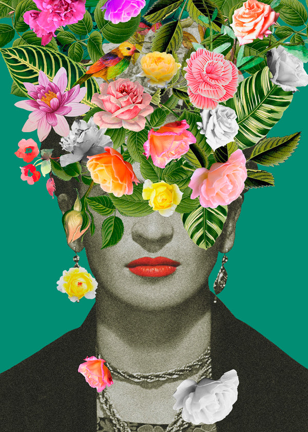 Illustration portræt med blomsterkrone