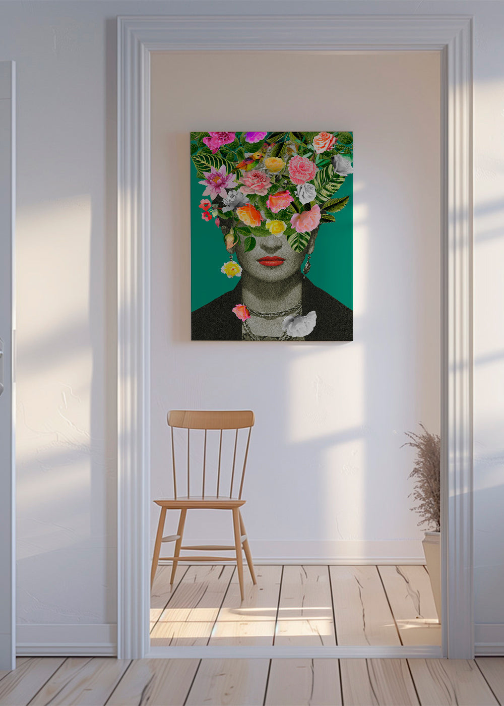 Illustration portræt med blomsterkrone
