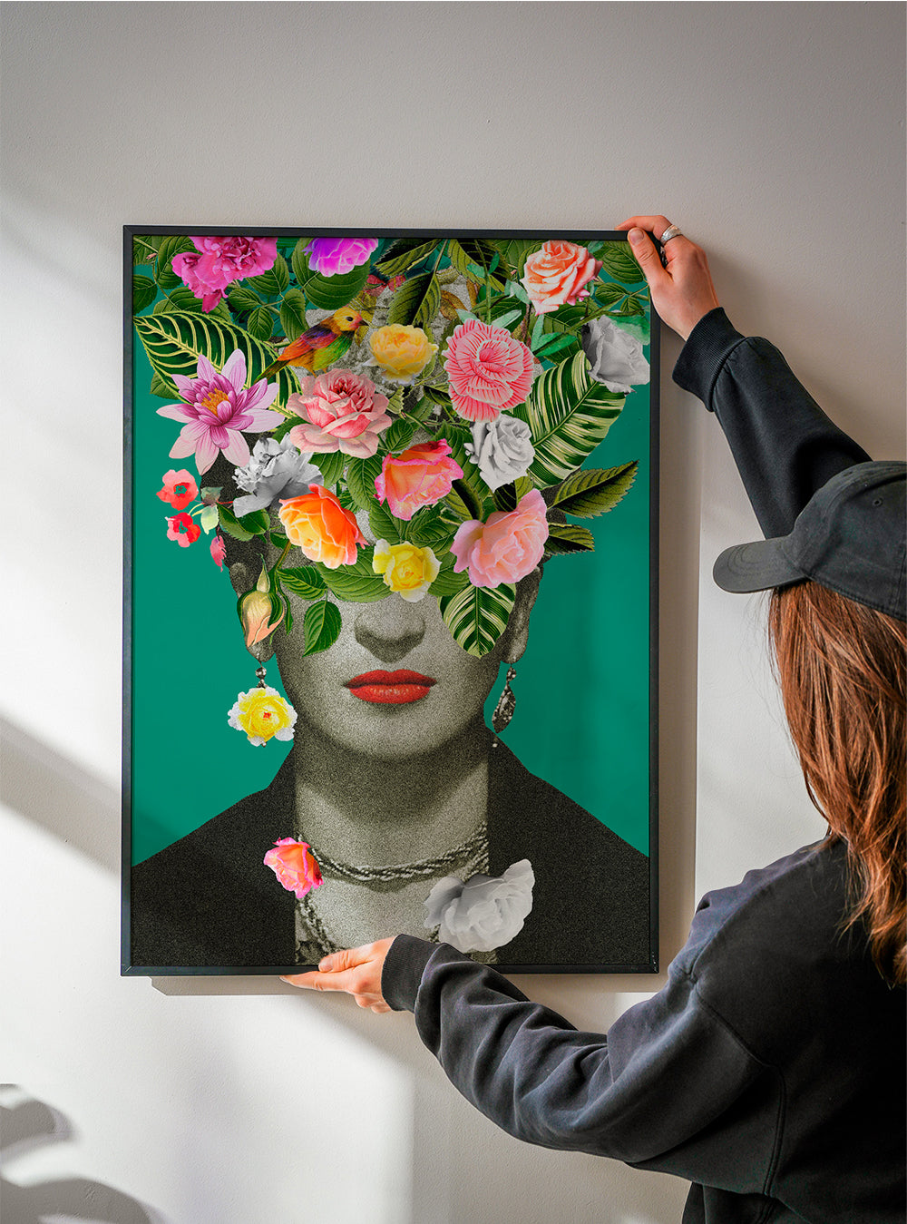 Illustration portræt med blomsterkrone