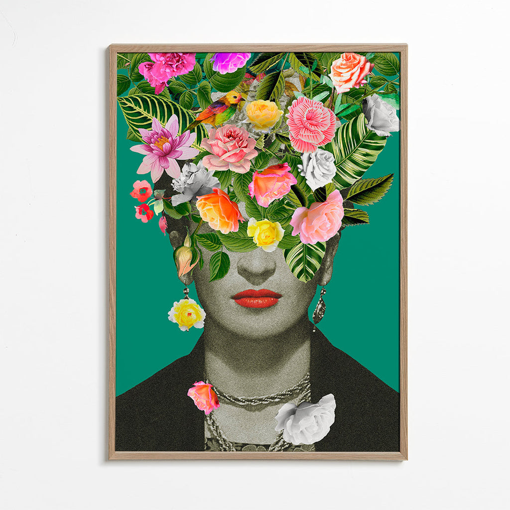 Illustration portræt med blomsterkrone