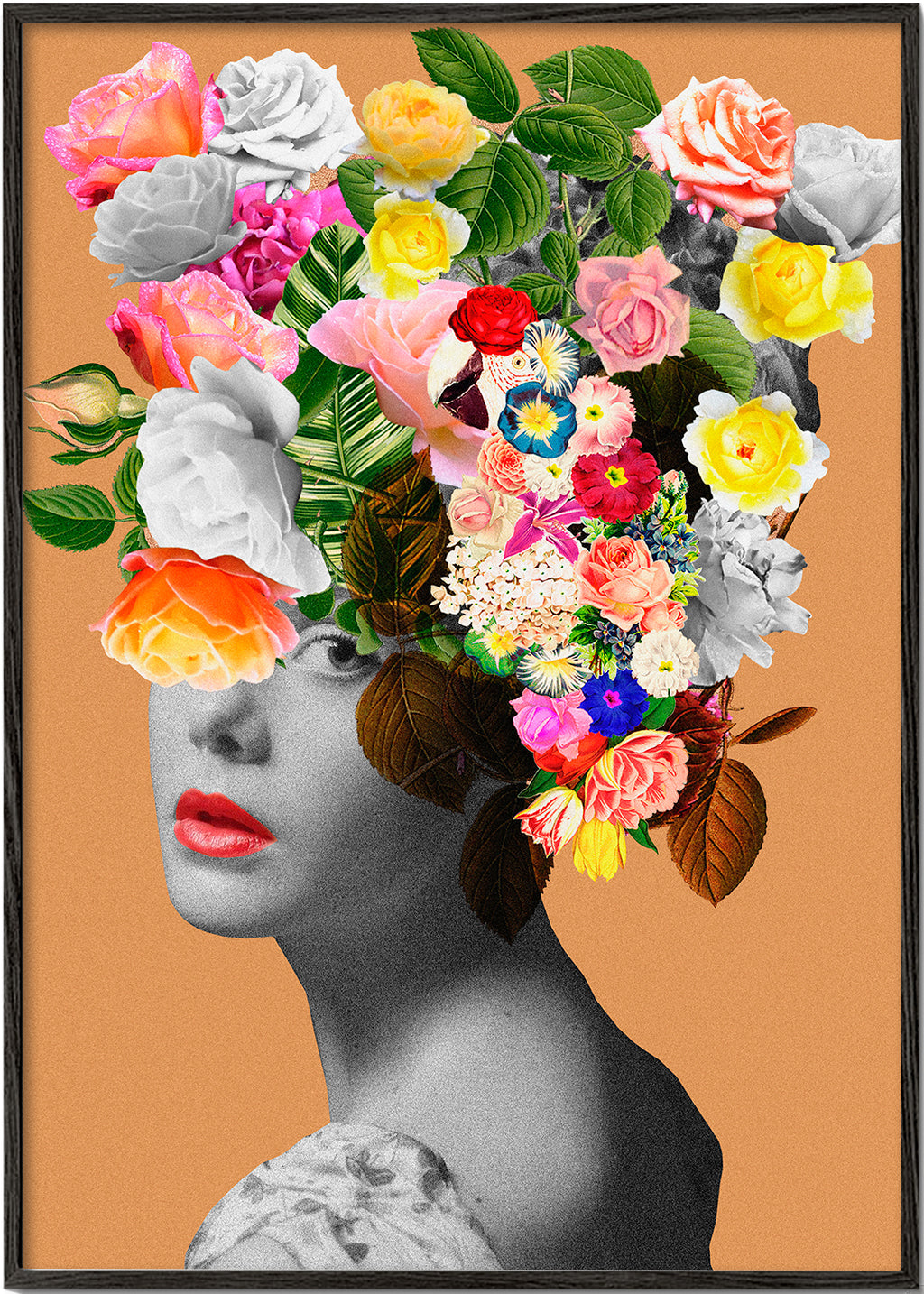 Botanisk plakat med blomsterportræt