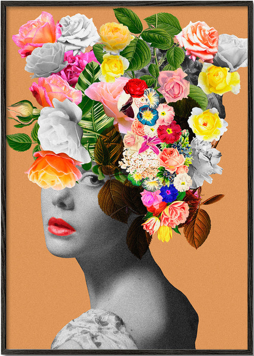 Botanisk plakat med blomsterportræt