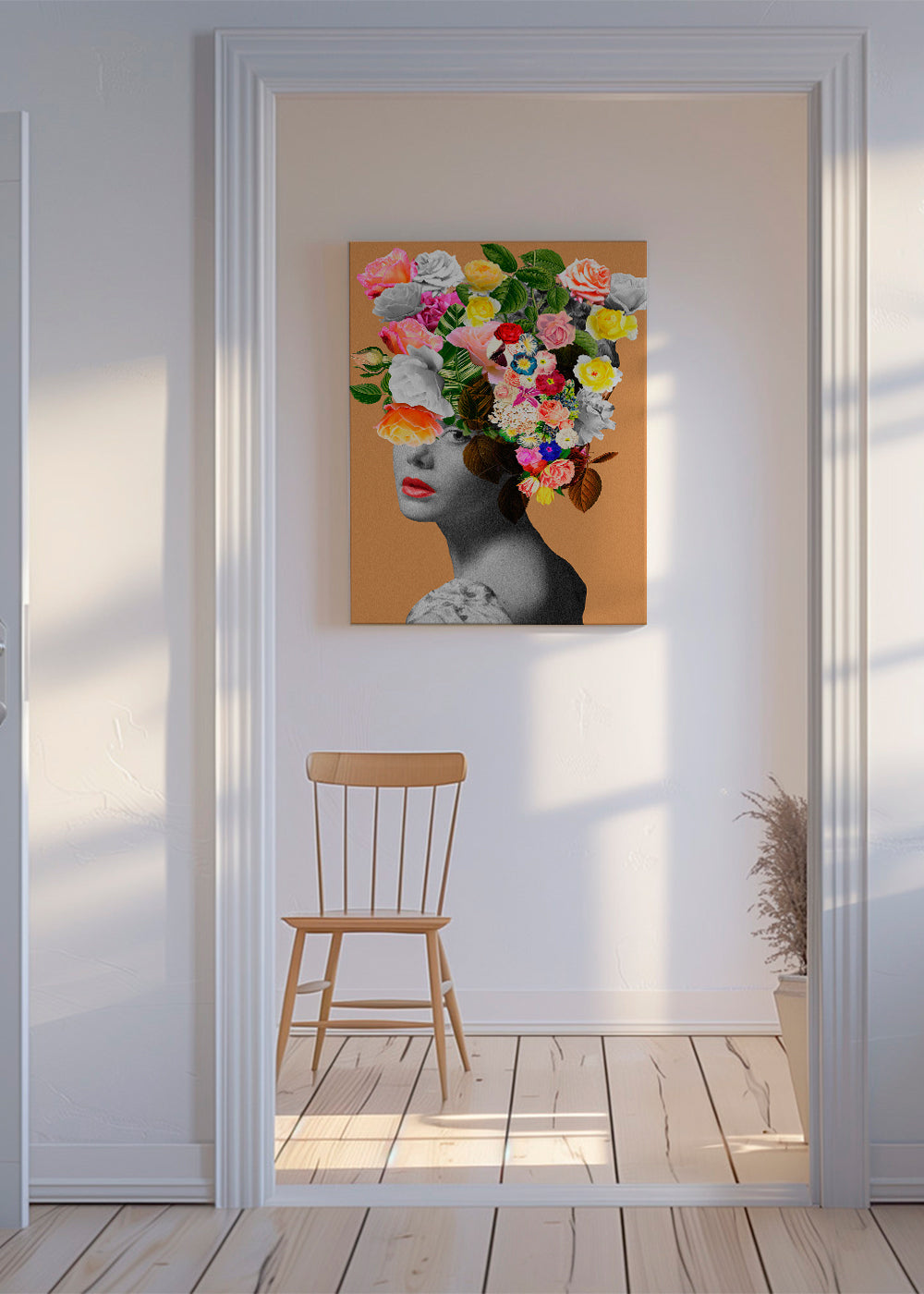 Botanisk plakat med blomsterportræt