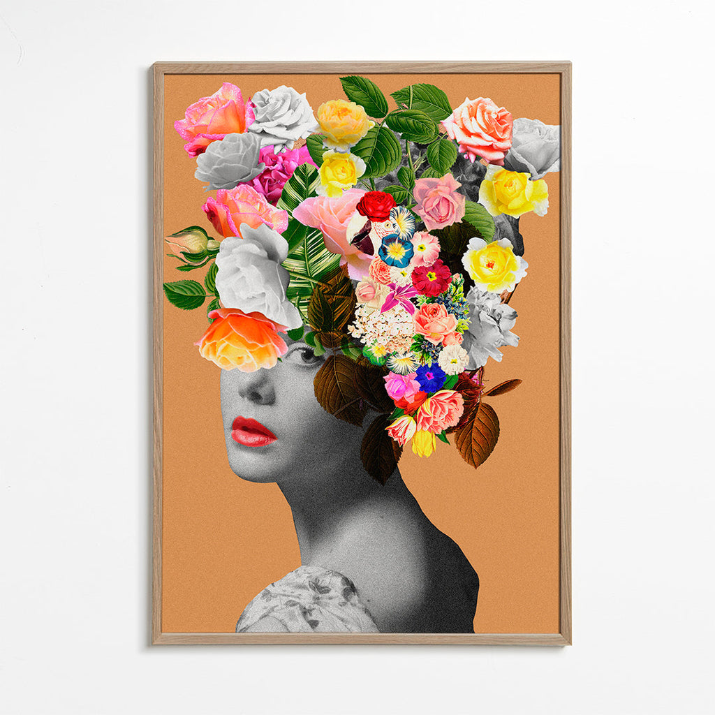 Botanisk plakat med blomsterportræt
