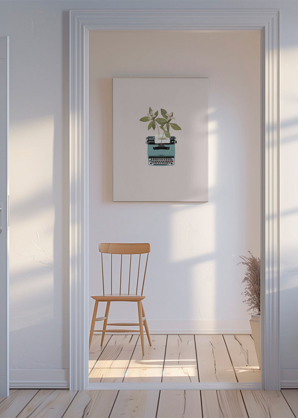 Botanisk plakat: skrivemaskine med blade