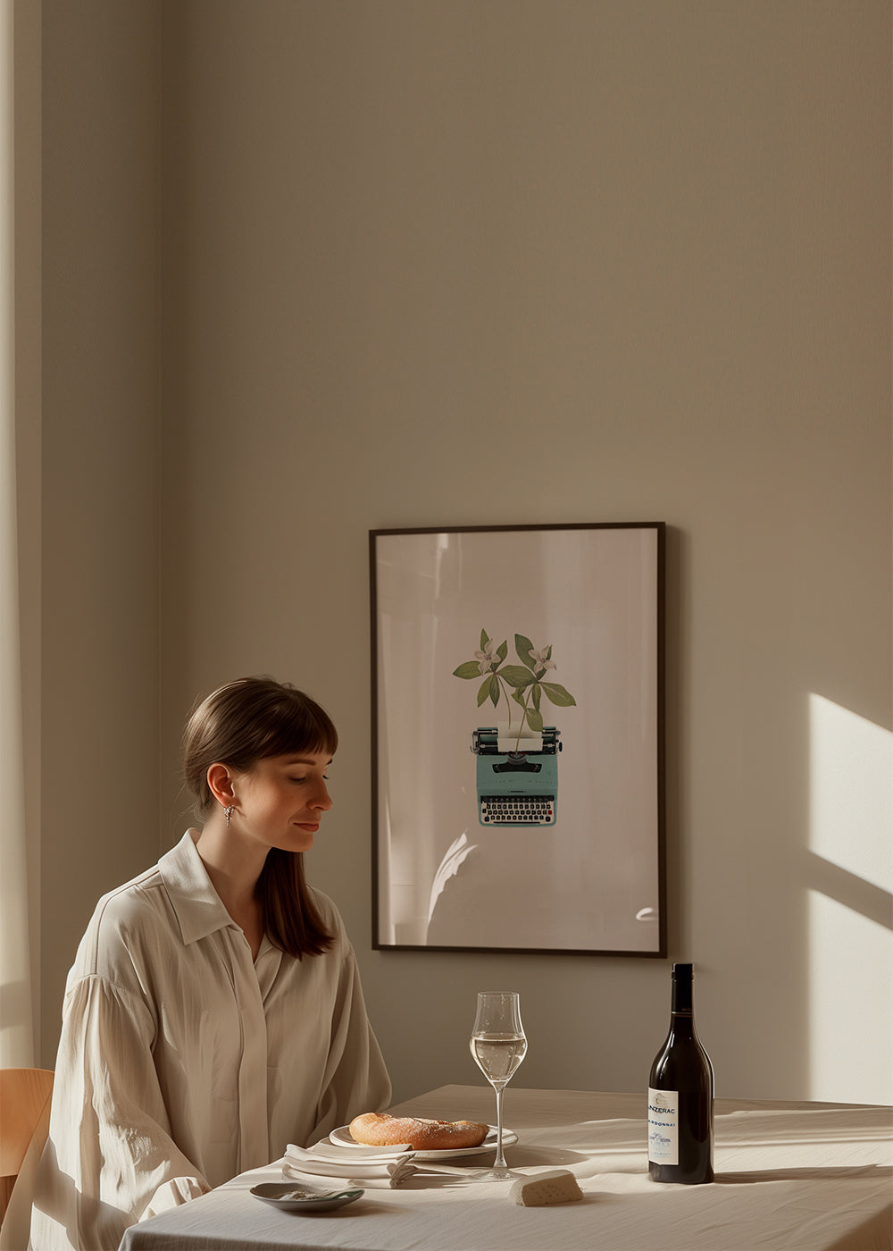 Botanisk plakat: skrivemaskine med blade