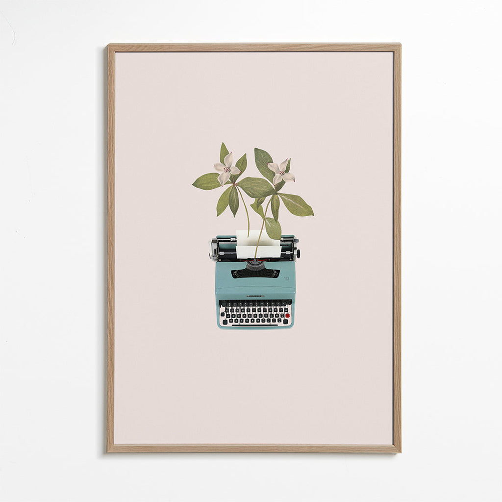 Botanisk plakat: skrivemaskine med blade