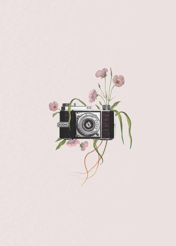 Vintage kamera med blomster