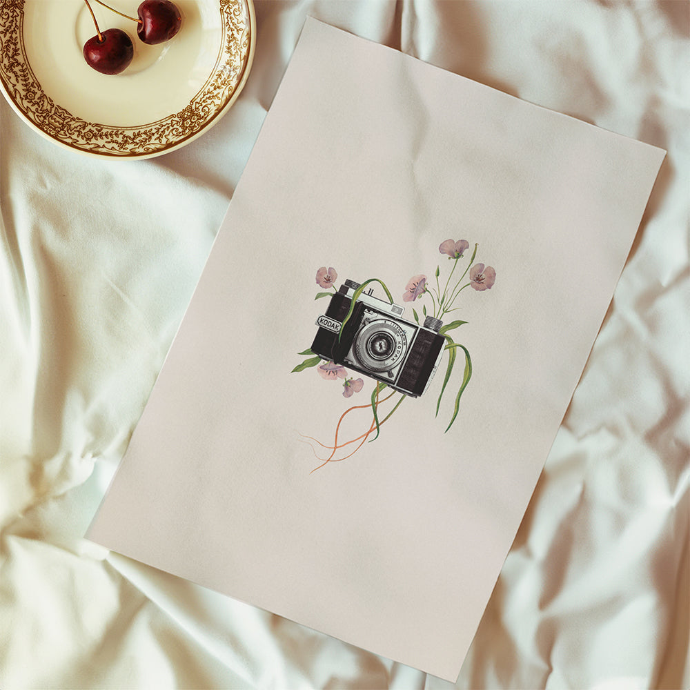 Vintage kamera med blomster