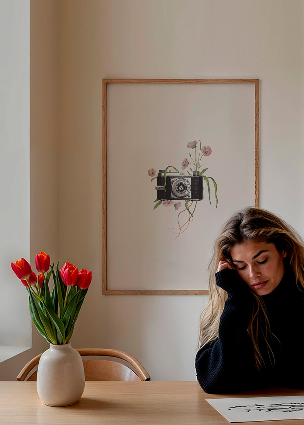 Vintage kamera med blomster