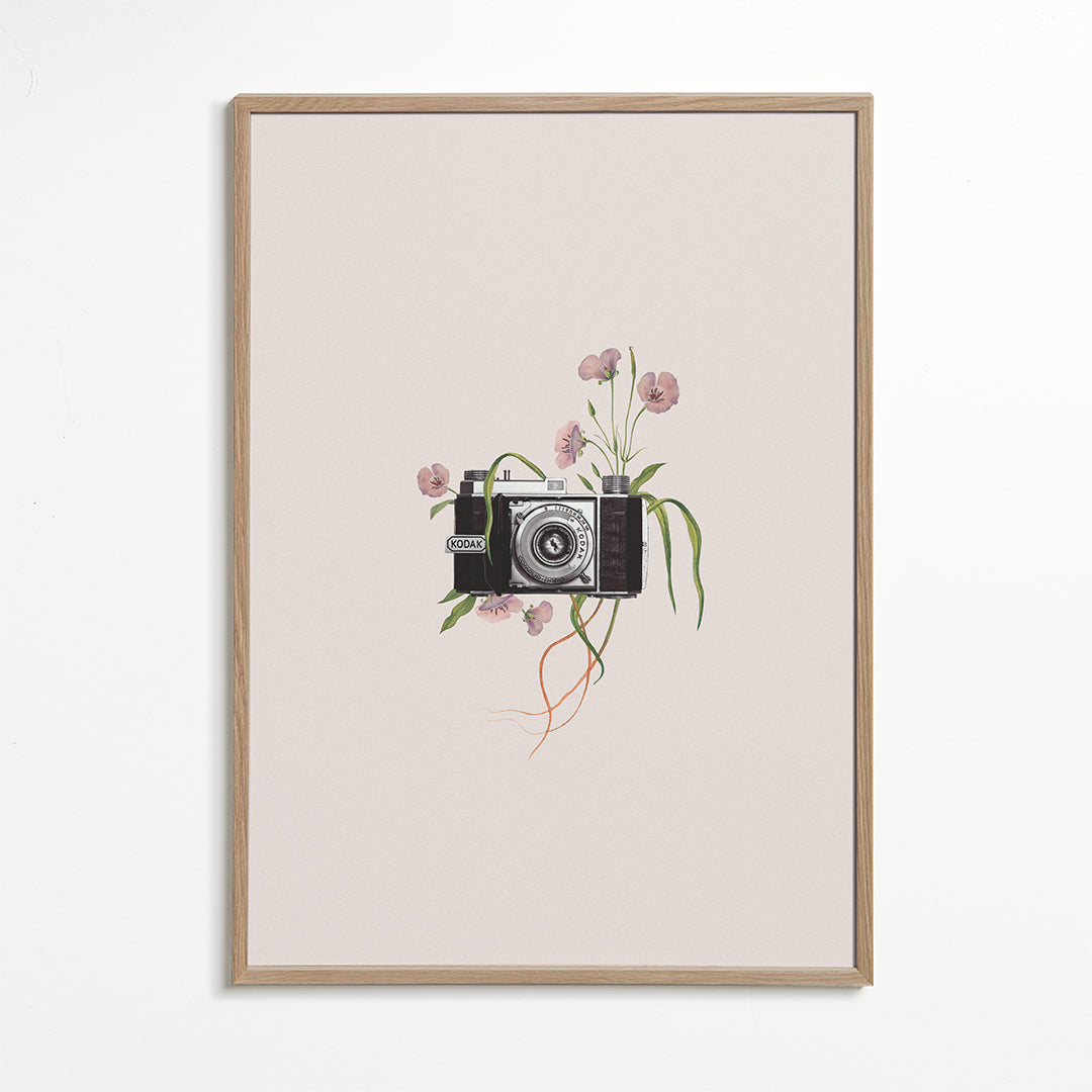 Vintage kamera med blomster