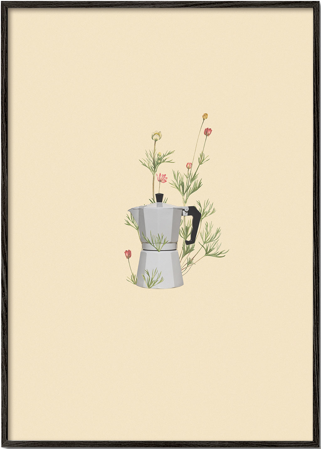 Køkkenkunst moka med blomstermotiv