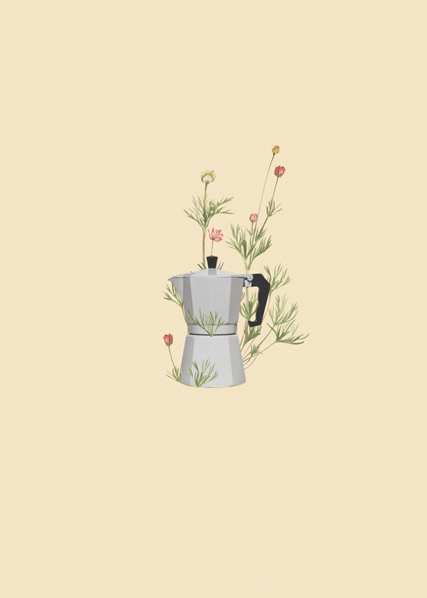 Køkkenkunst moka med blomstermotiv