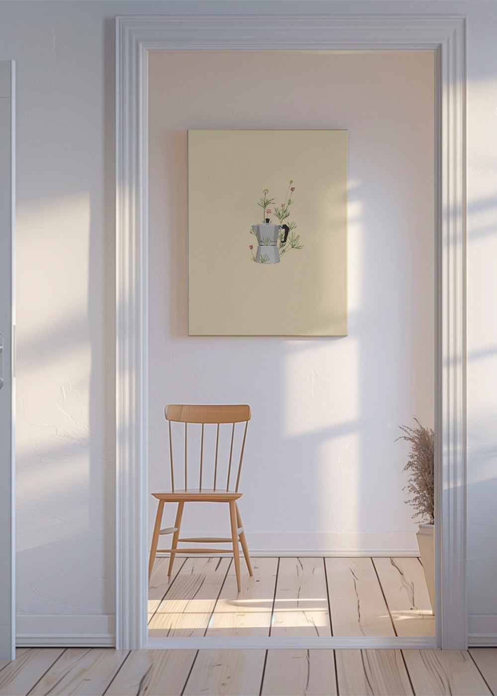 Køkkenkunst moka med blomstermotiv
