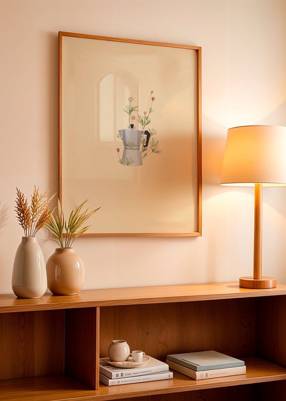 Køkkenkunst moka med blomstermotiv