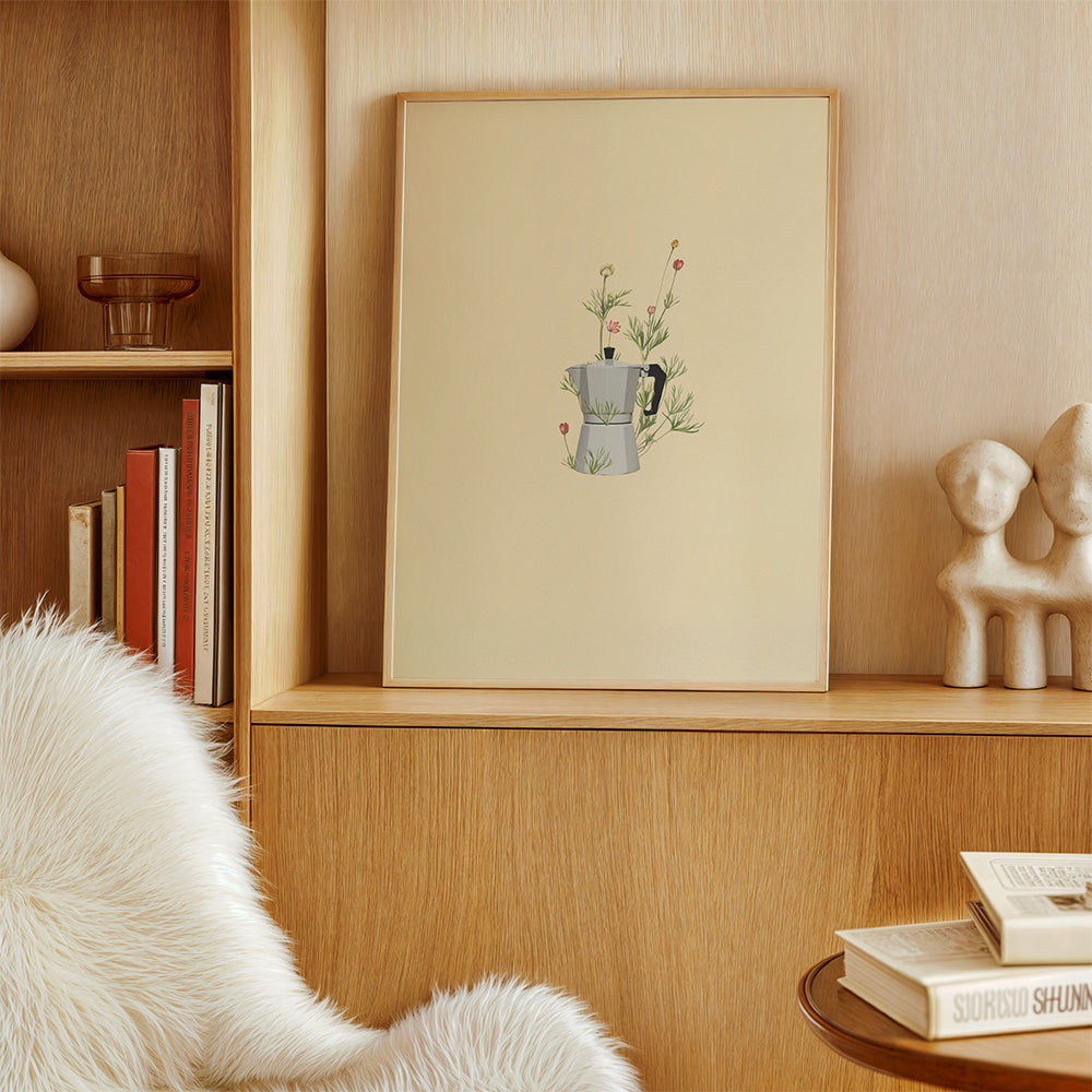 Køkkenkunst moka med blomstermotiv