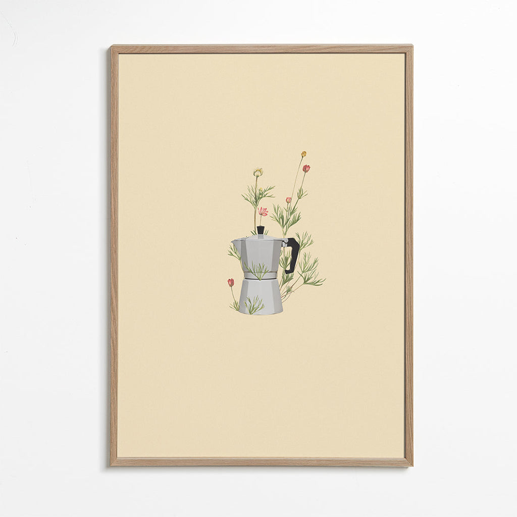 Køkkenkunst moka med blomstermotiv