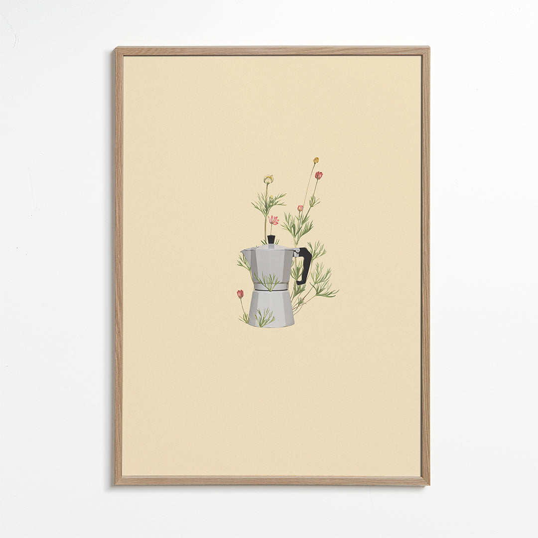 Køkkenkunst moka med blomstermotiv