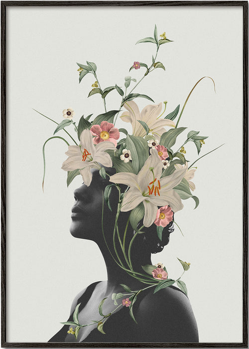 Botanisk plakat med blomster-silhuet