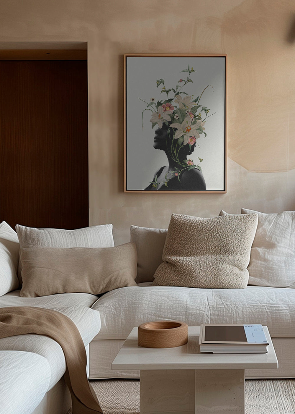 Botanisk plakat med blomster-silhuet