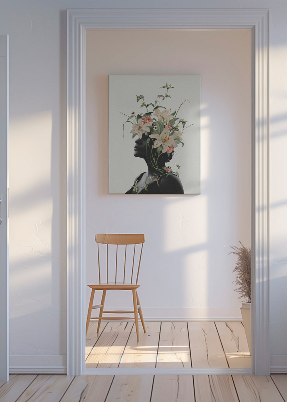 Botanisk plakat med blomster-silhuet