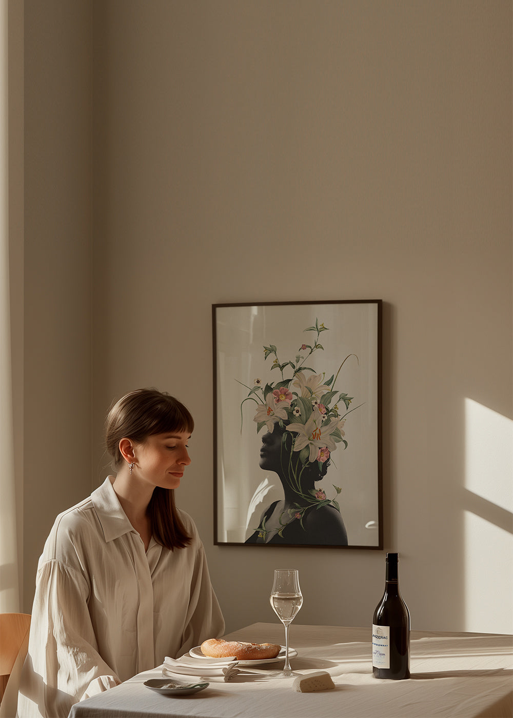 Botanisk plakat med blomster-silhuet