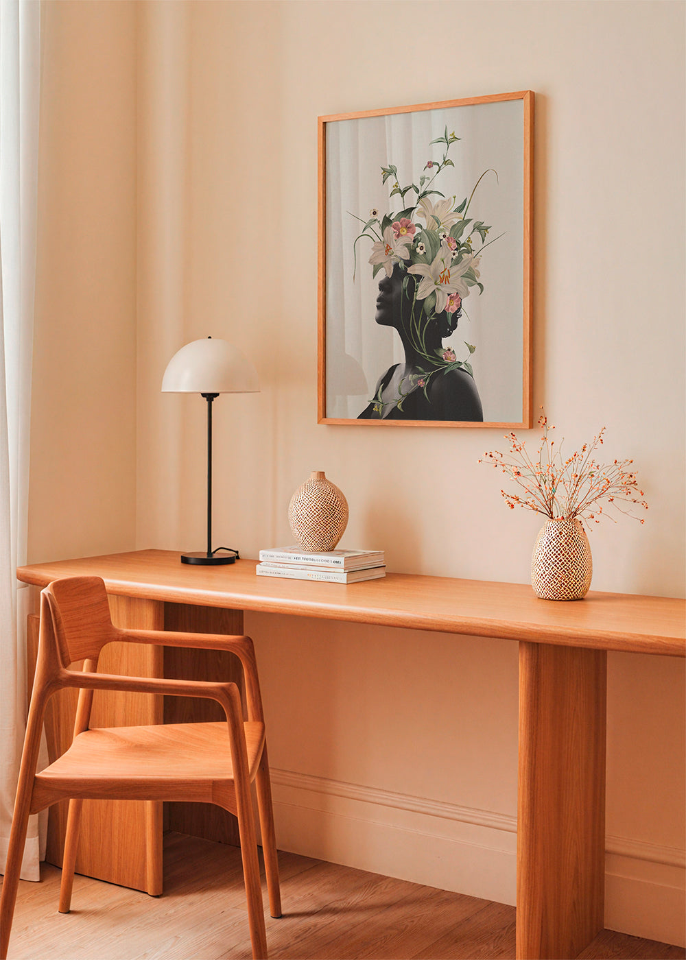 Botanisk plakat med blomster-silhuet