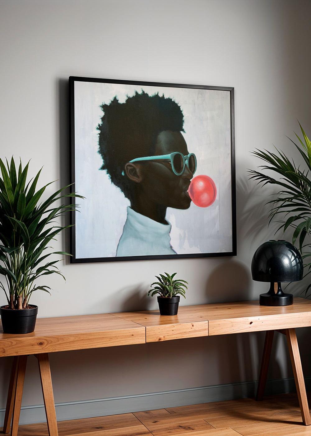 Profilillustration med tyggegummibold