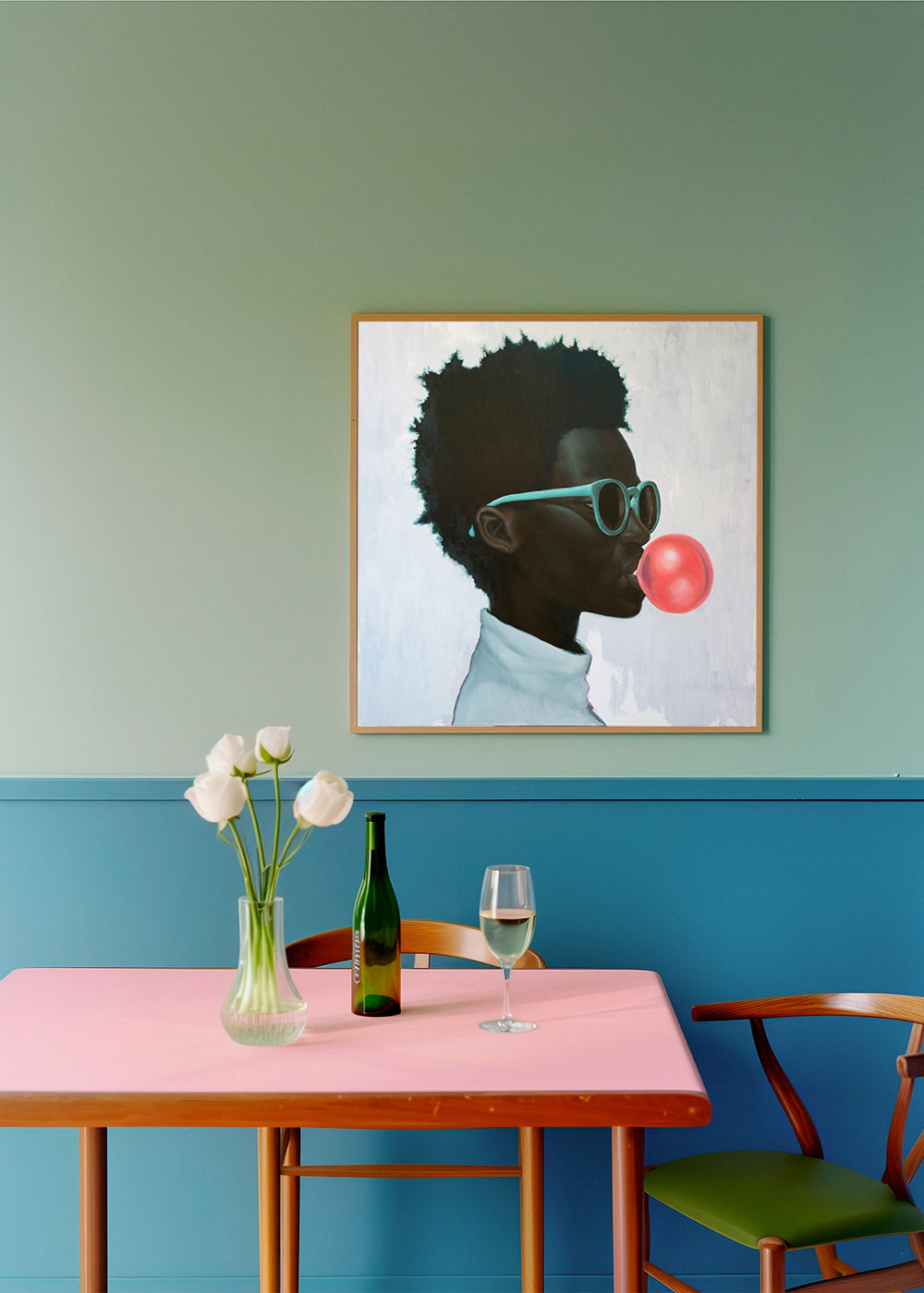 Profilillustration med tyggegummibold