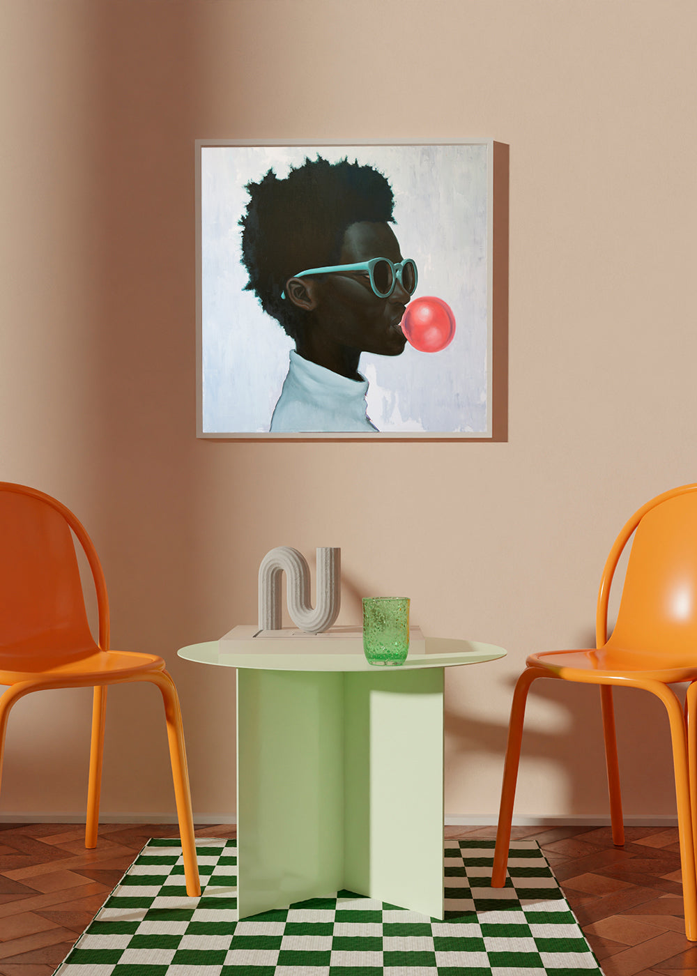 Profilillustration med tyggegummibold