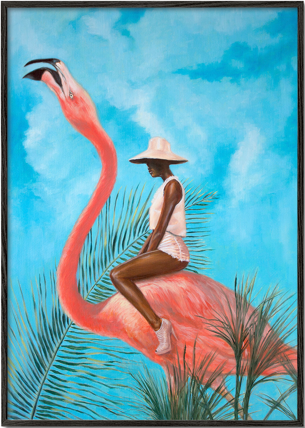 Flamingo kunst med rytter