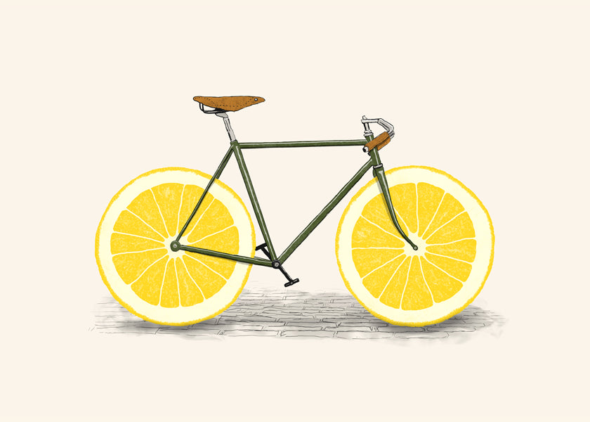 Køkkenkunst cykel med citronhjul
