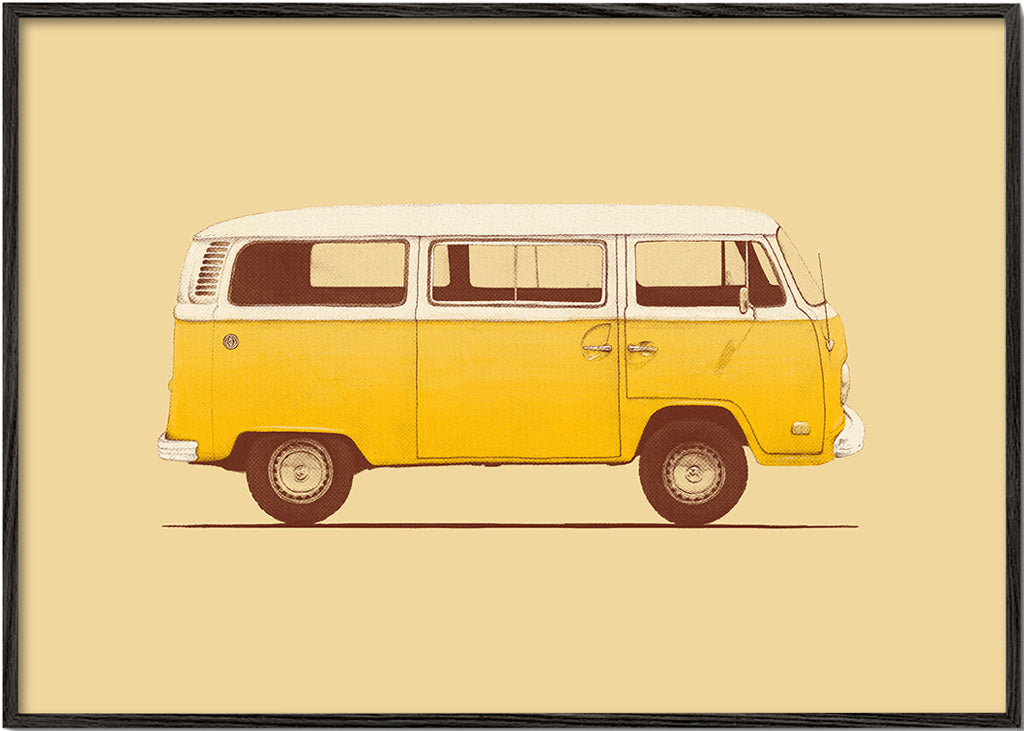 Retro illustration gul varevogn