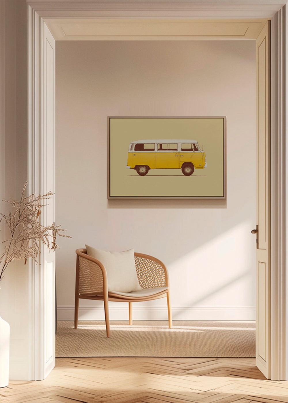 Retro illustration gul varevogn