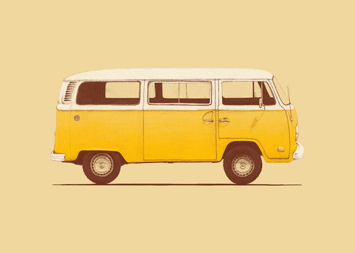 Retro illustration gul varevogn